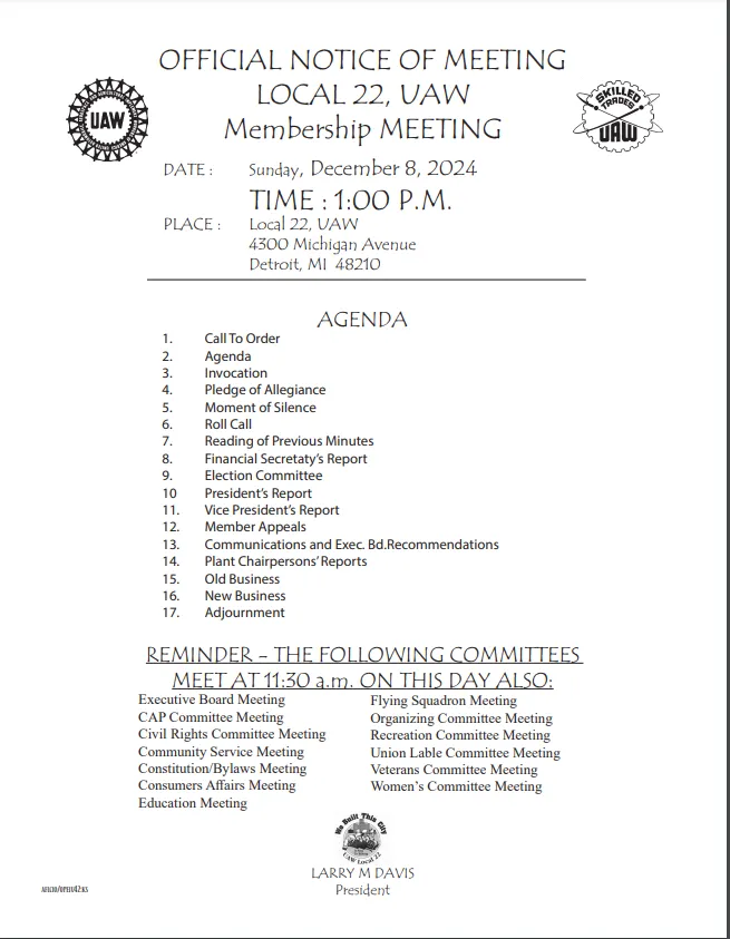 Official Notice of Meeting - December 2024