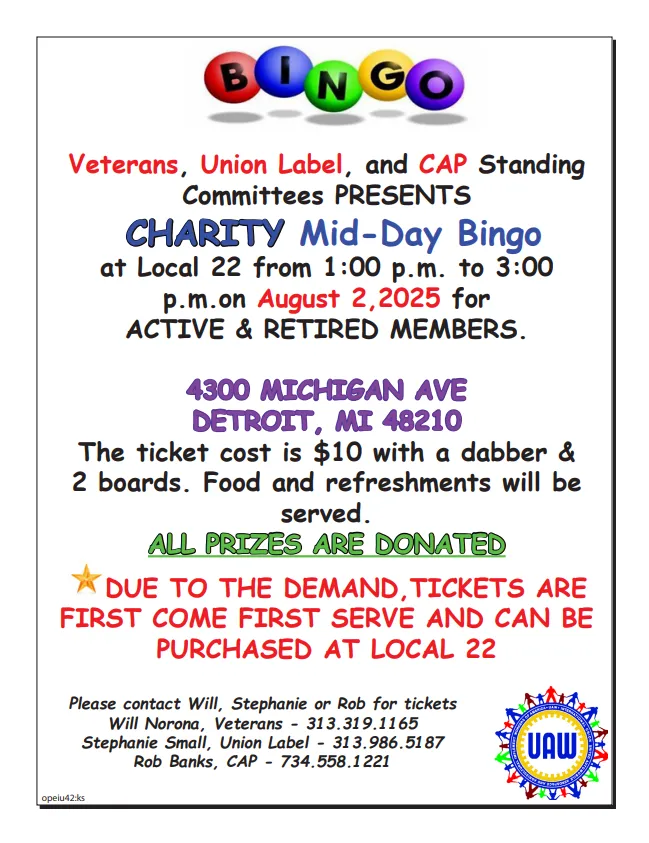 Charity Mid-Day Bingo